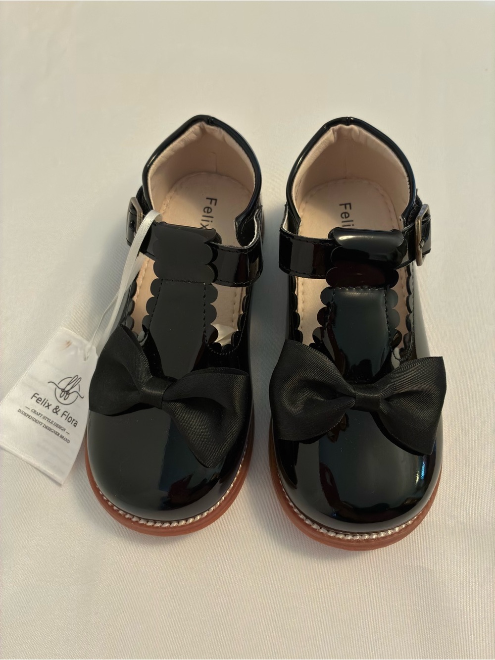 Felix & Flora Toddler Girl Mary Jane Black Patent Leather Shoes Size 9 New